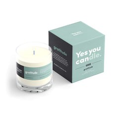 Yes You Candle Gratitude jar glows warmly for mindful reflection.