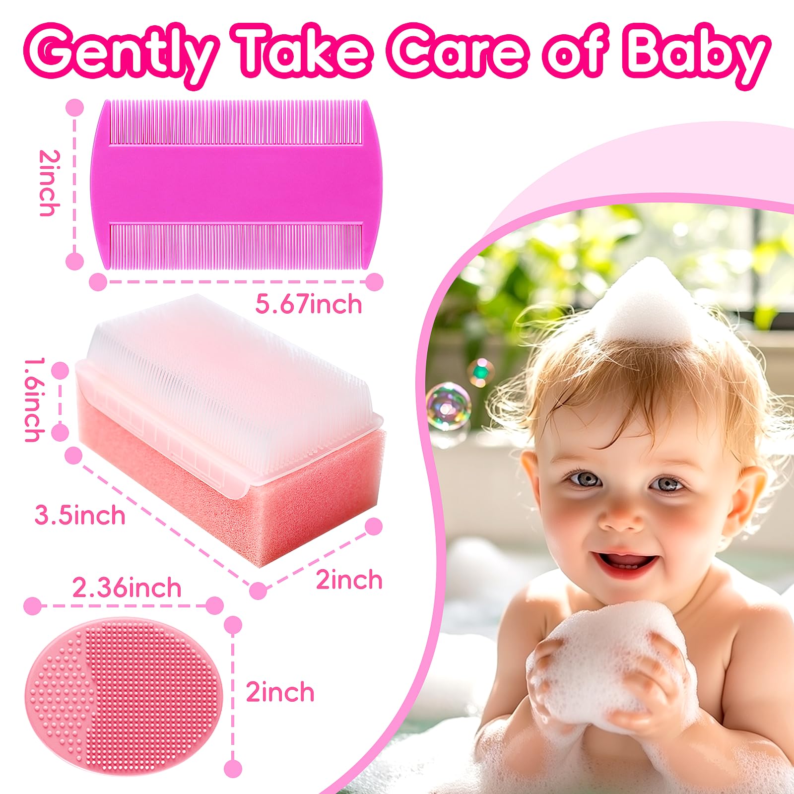 YESYBC silicone cradle cap brush image 1 with soft bristles for gentle cleansing