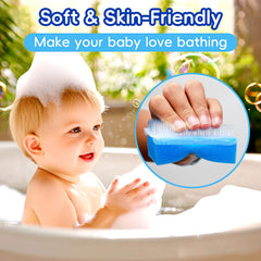 YESYBC silicone cradle cap brush blue used to lift flakes without irritation