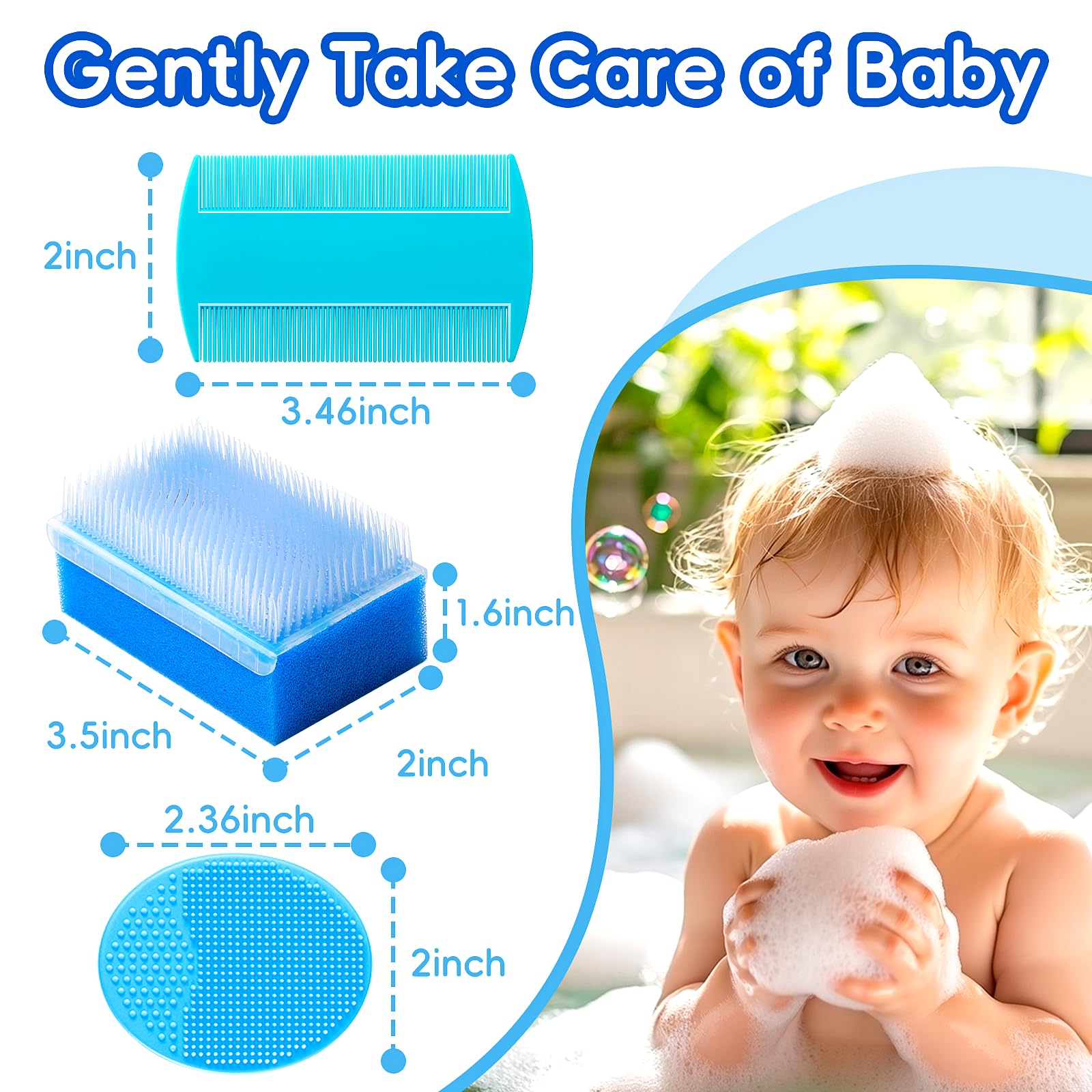 YESYBC soft baby bath sponge blue for a gentle, plush cleansing experience