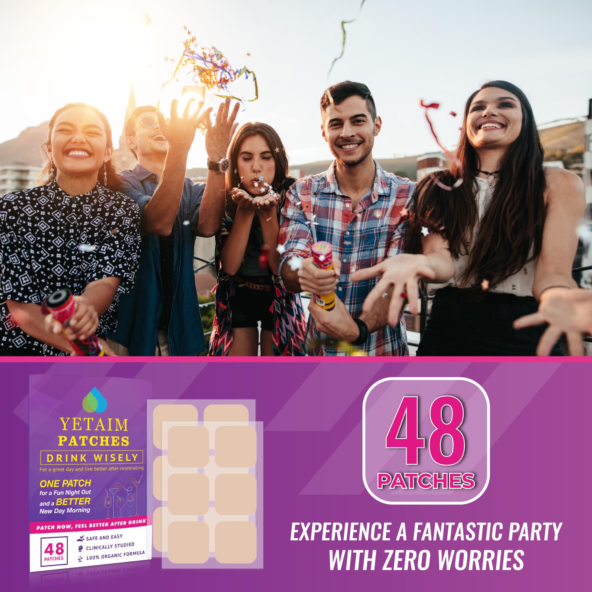 YETAIM party-support patches keep you energized at celebrations.