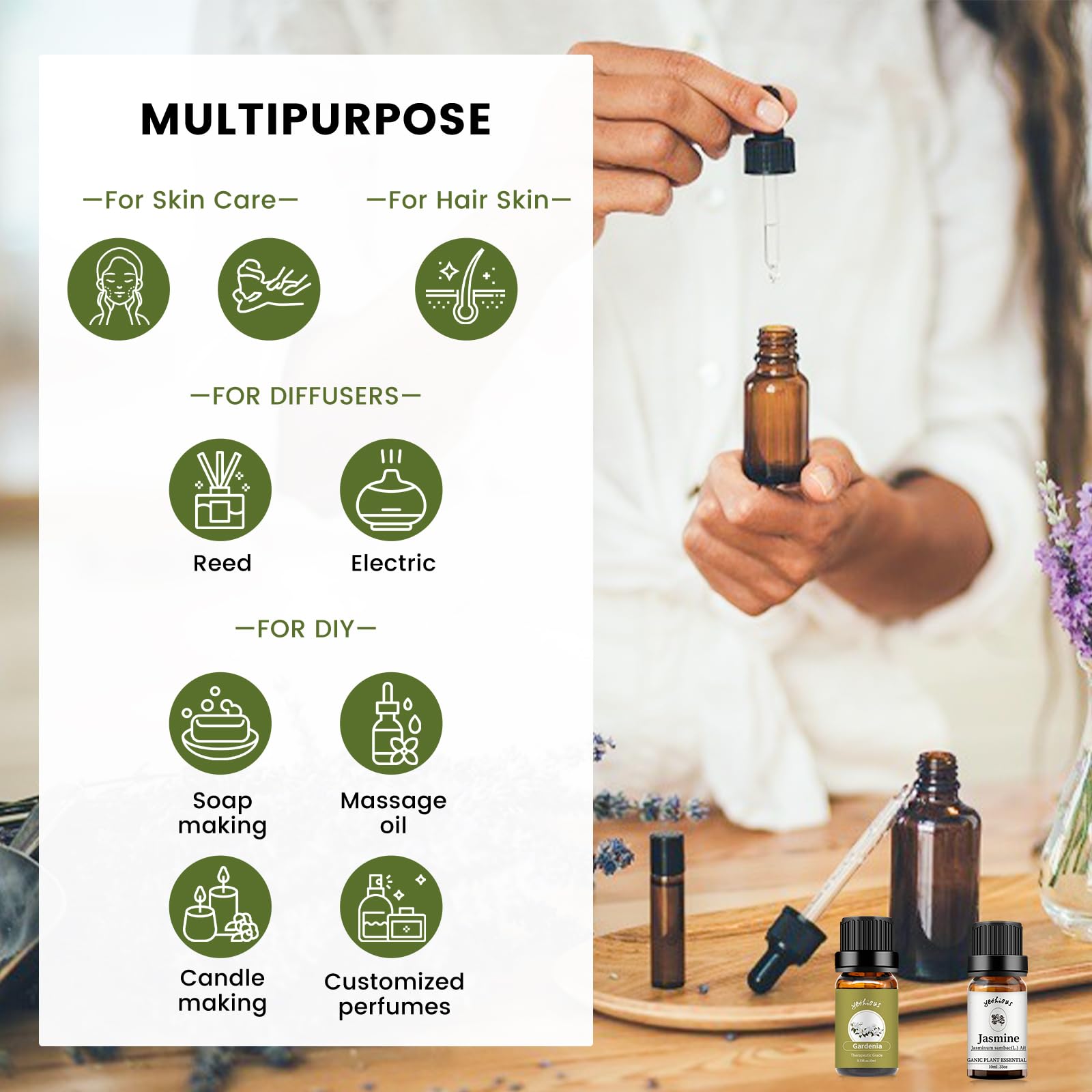 Yethious Aromatherapy diffuser blend with jasmine and gardenia