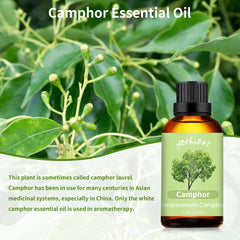 Yethious camphor essential oil massage blend with carrier oil for relaxation.