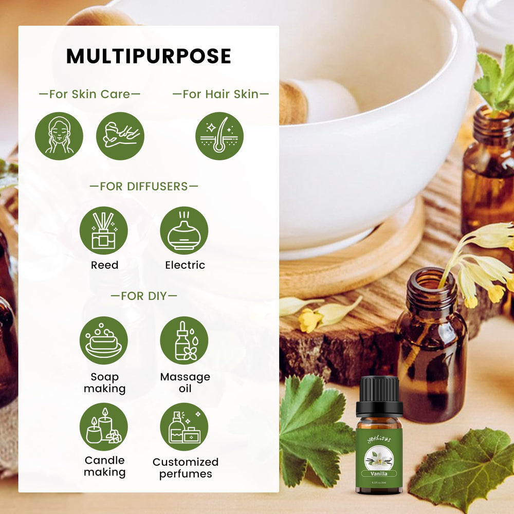 Dropper-cap bottle of Yethious Vanilla oil for precise application.