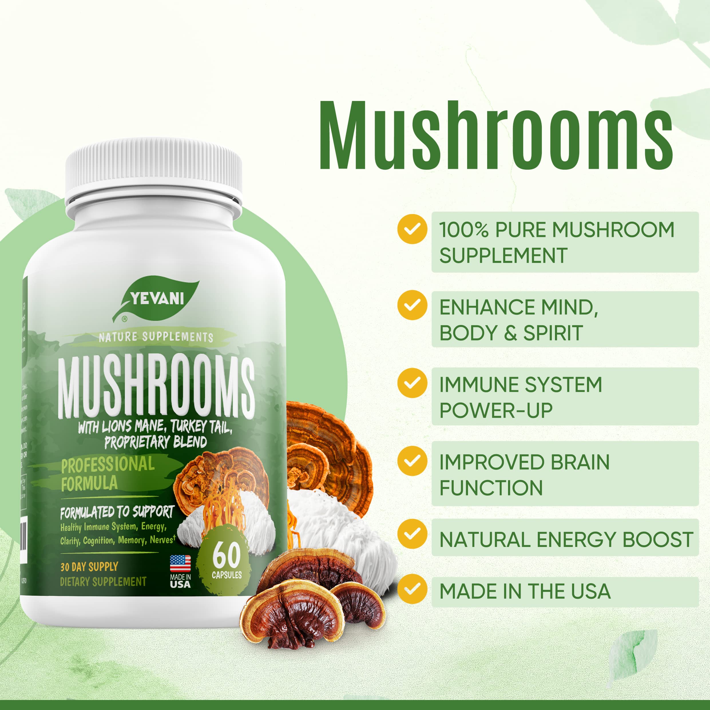 YEVANI capsules closeup highlighting rich texture for sustained energy and clarity.