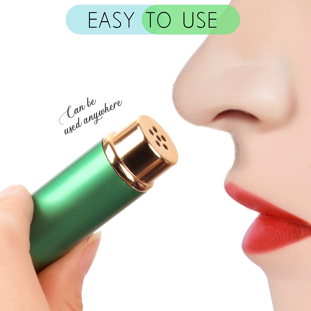YGDZ essential oil inhaler with purple cap, simple DIY oil doses.