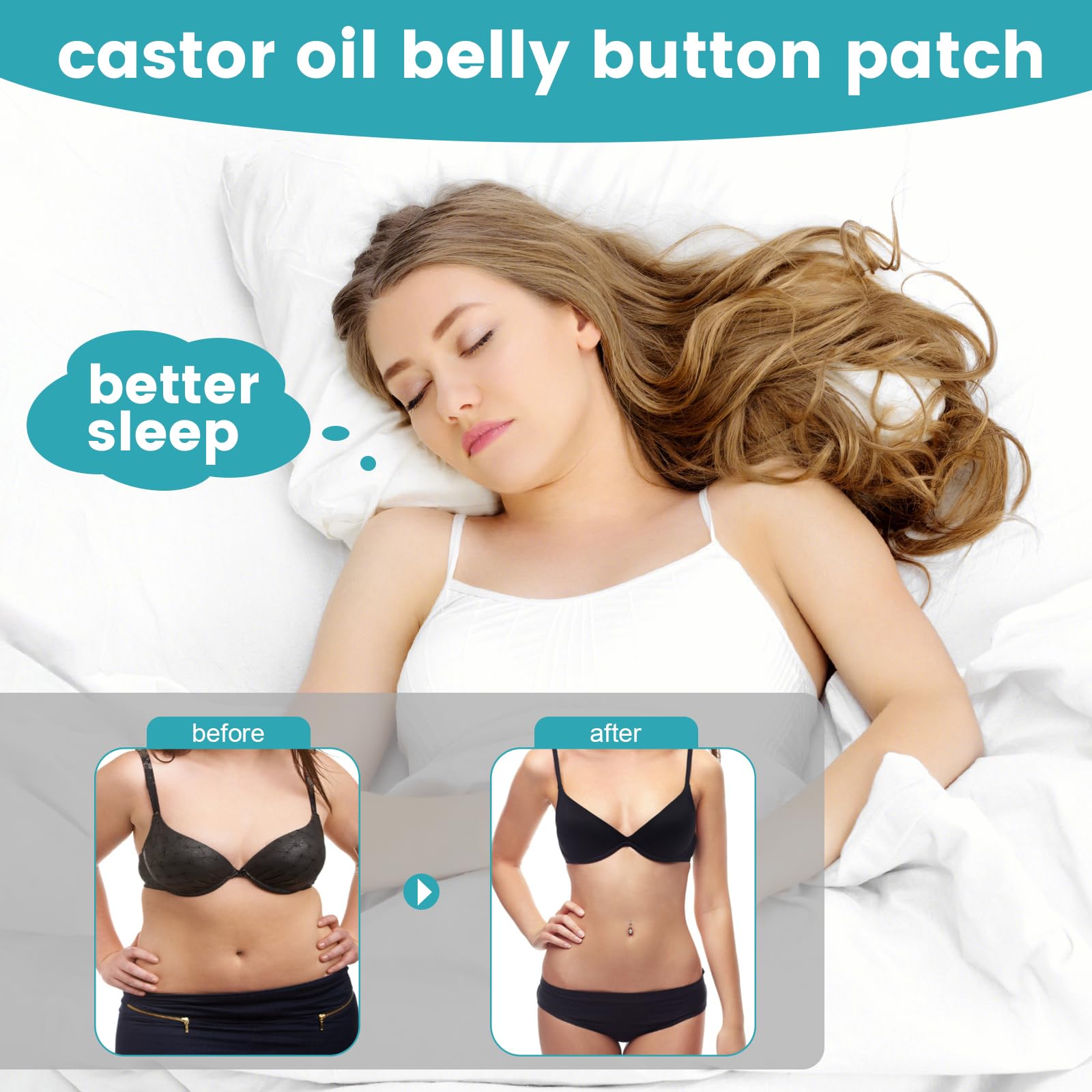 YHOVID castor oil patch demonstrates easy peel-and-stick application on skin.