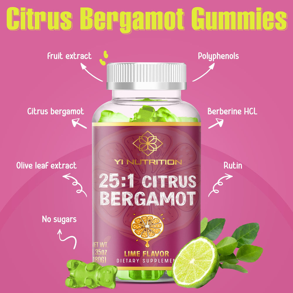 Yi Nutrition gummy ingredients with berberine and olive leaf for wellness support.