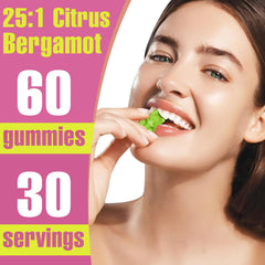 Close-up of Yi Nutrition citrus bergamot gummy texture and color.