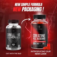 Yi Nutrition Creatine HCL Gummy bottle back with ingredients and usage guidance.