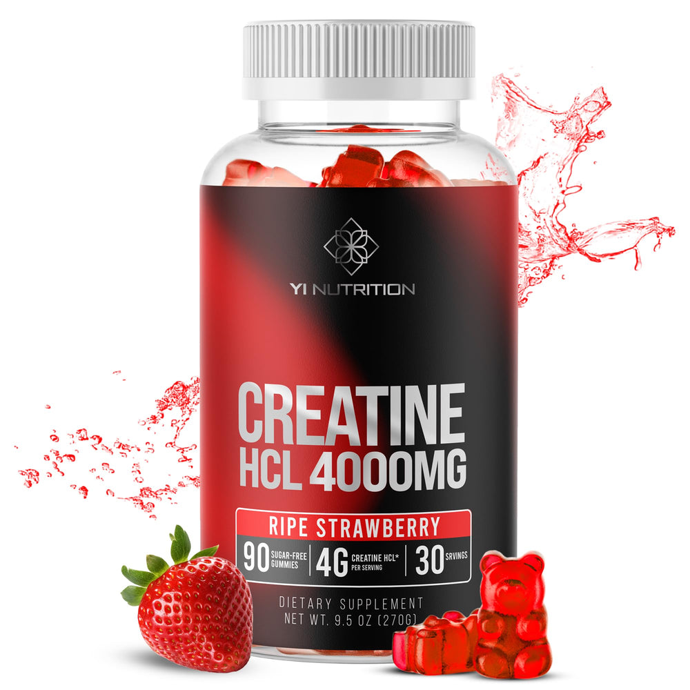 Yi Nutrition Creatine HCL Gummy on the shelf suggests quick post-workout boost.