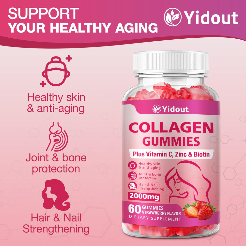 Yidout collagen gummies close-up texture for smooth daily use