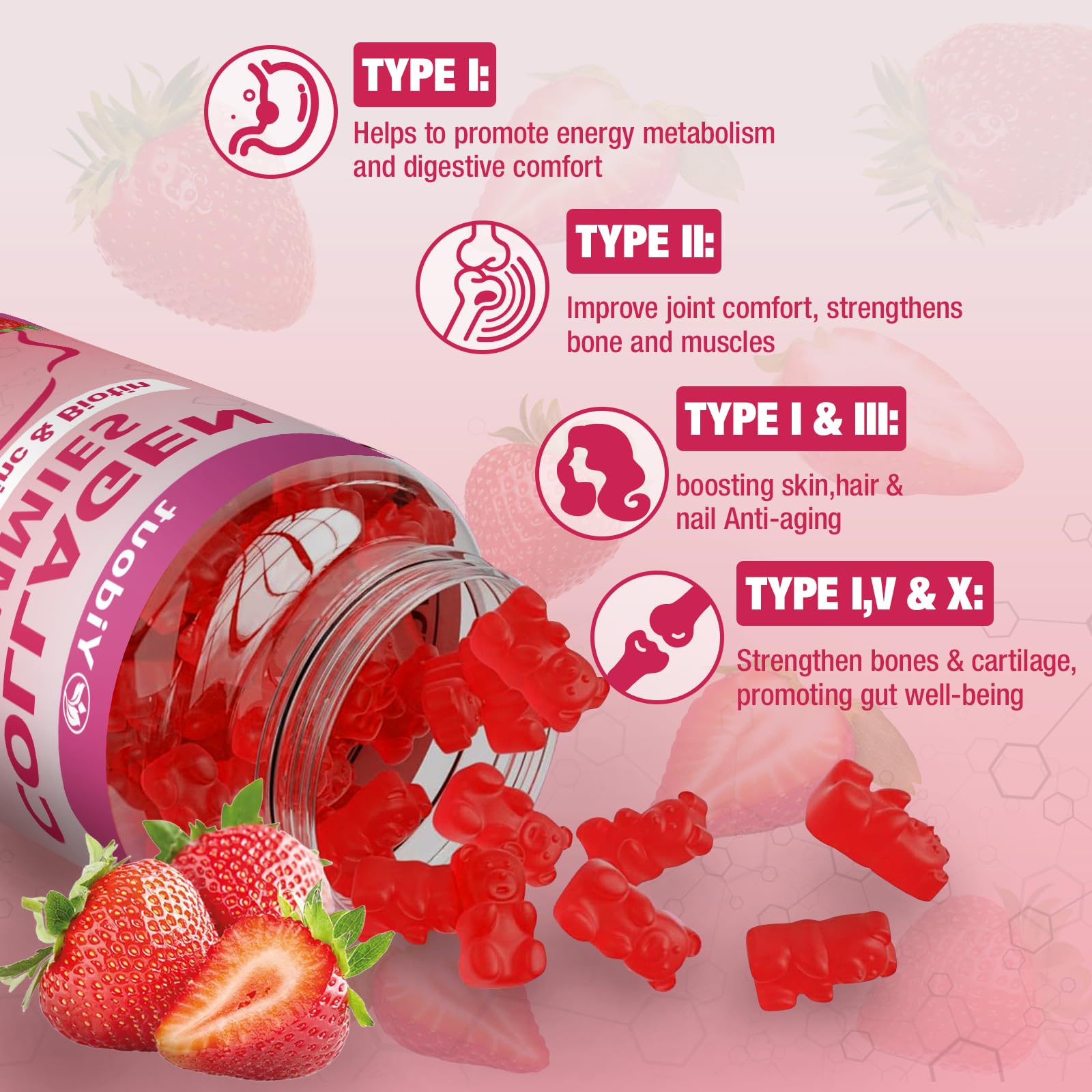 Yidout collagen gummies ingredients vitamin C biotin for hair nails