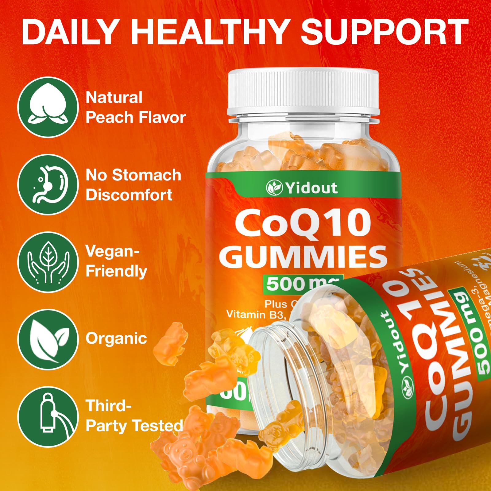 Close-up of omega-3 and mineral-enhanced gummies highlights balanced daily energy.