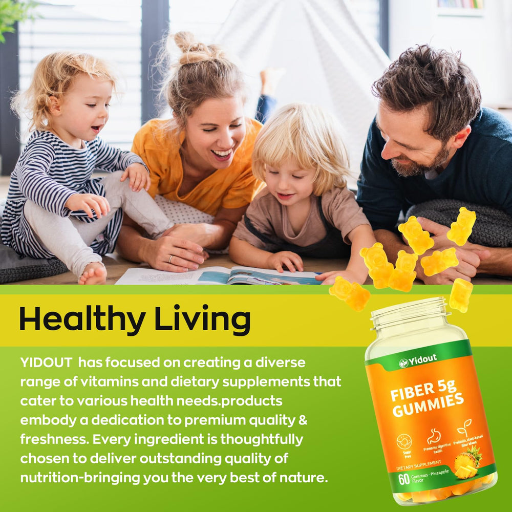 Yidout vegan ingredients label indicating gelatin-free and sugar-free formulation