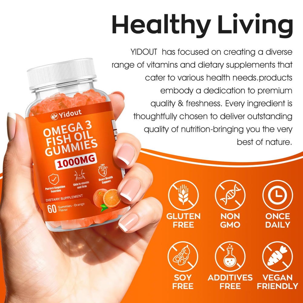 Yidout Omega-3 gummies finished product, vibrant color and smooth texture