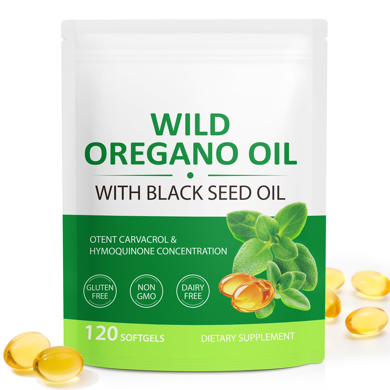 YIEEGCM Wild Oregano Oil softgels bottle, easy daily vitality support.