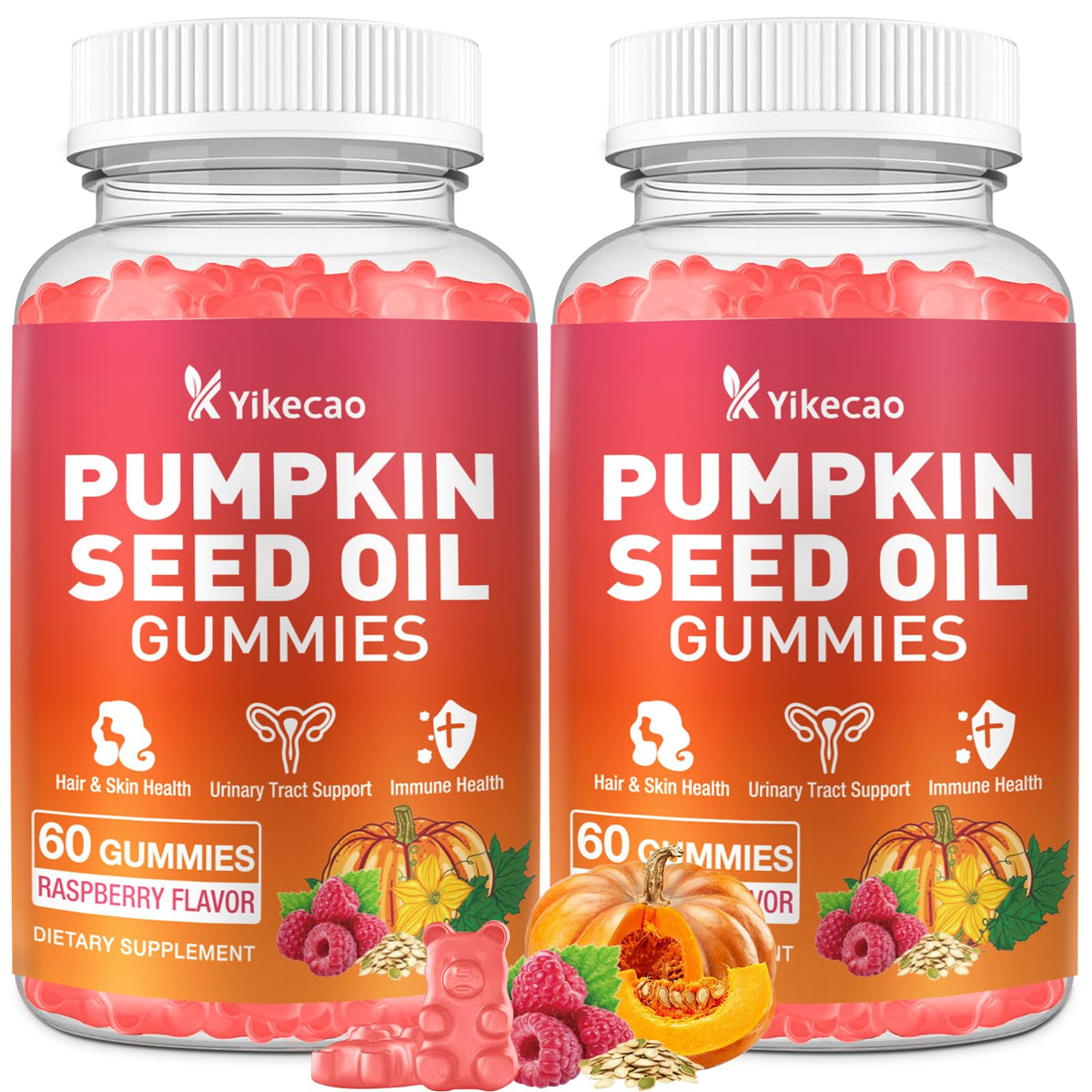 Yikecao pumpkin seed oil gummies bottle for convenient daily wellness.