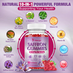 Yikecao saffron gummies nutrition label key nutrients for balance