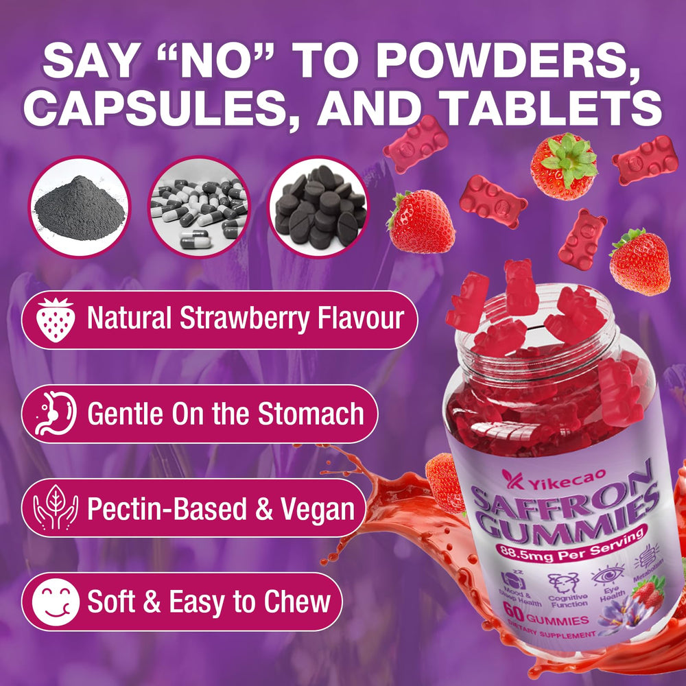 Yikecao saffron gummies vegan icon vegan non-GMO formula