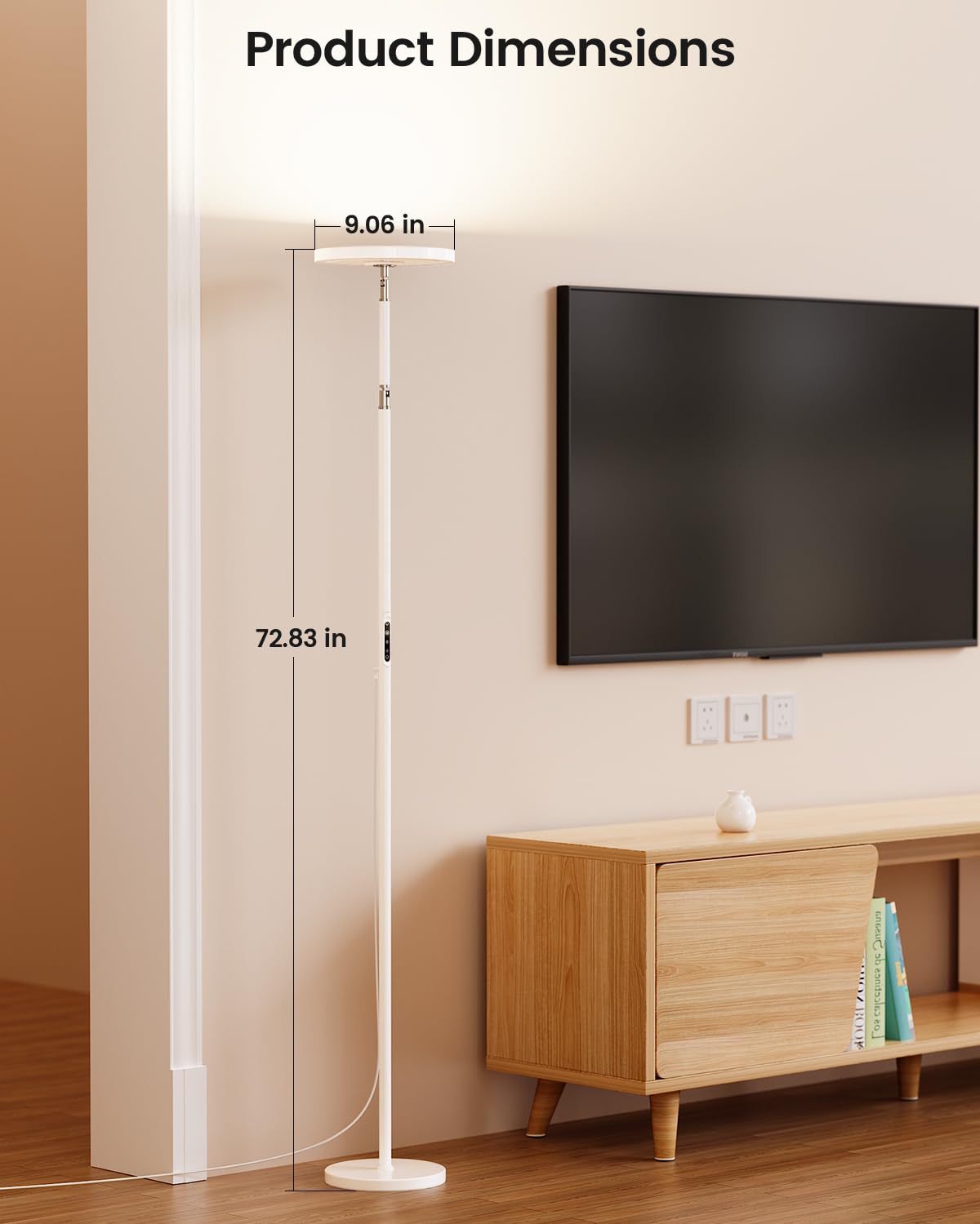 Yikola white finish blends with bedrooms and offices for a clean look.