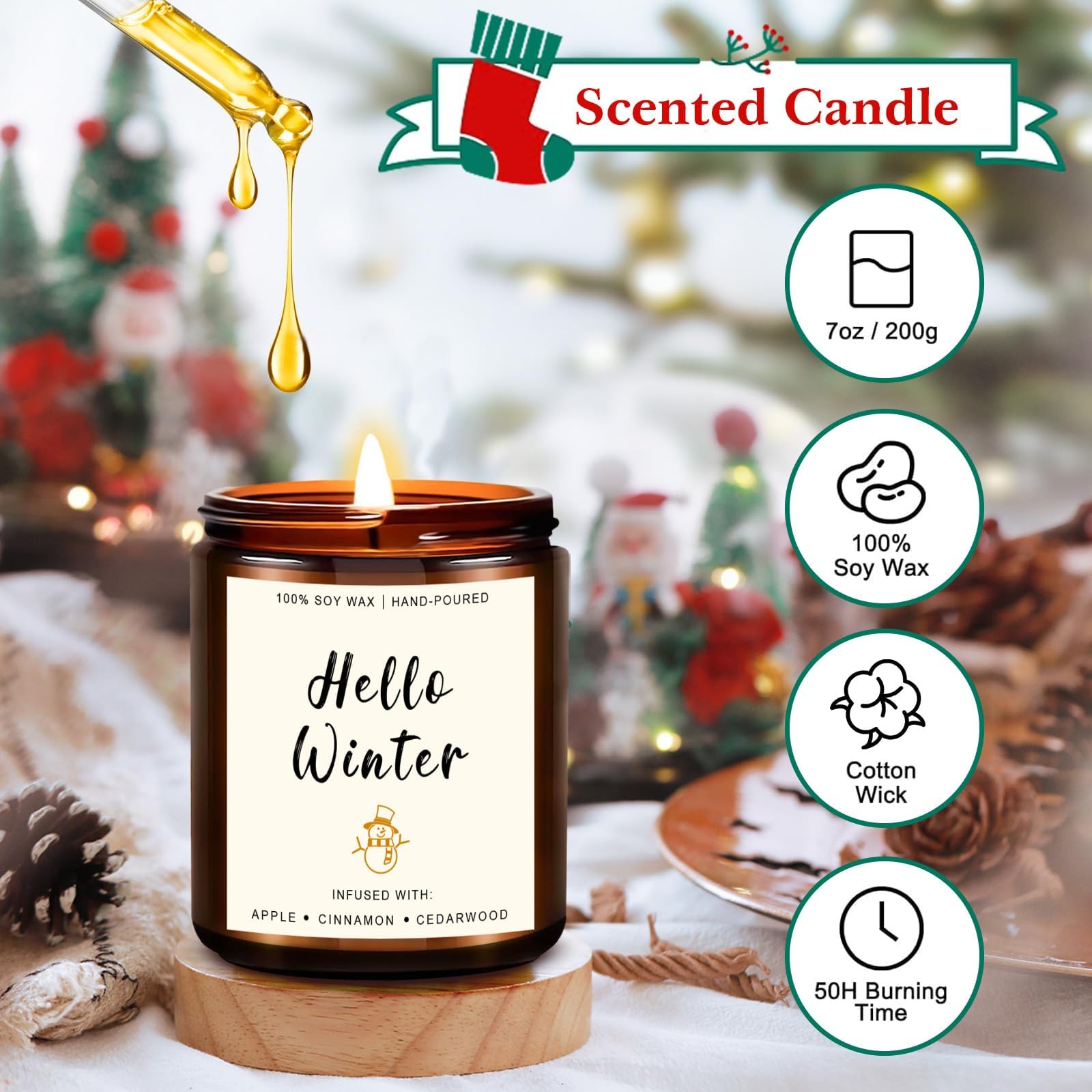 Yinuo Candle Mulled Cider jar evokes festive warmth for gatherings.