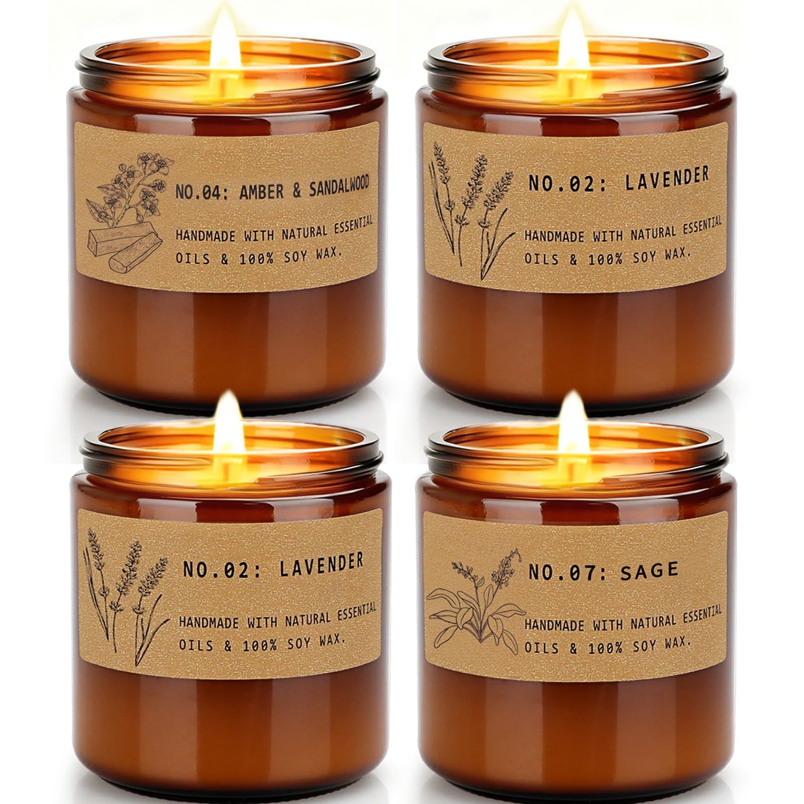 YINUO LIGHT lavender and sage jar candle creates calming ambiance.