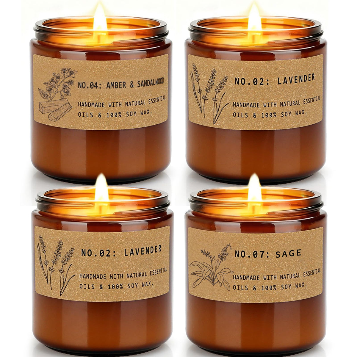 YINUO LIGHT lavender and sage jar candle creates calming ambiance.