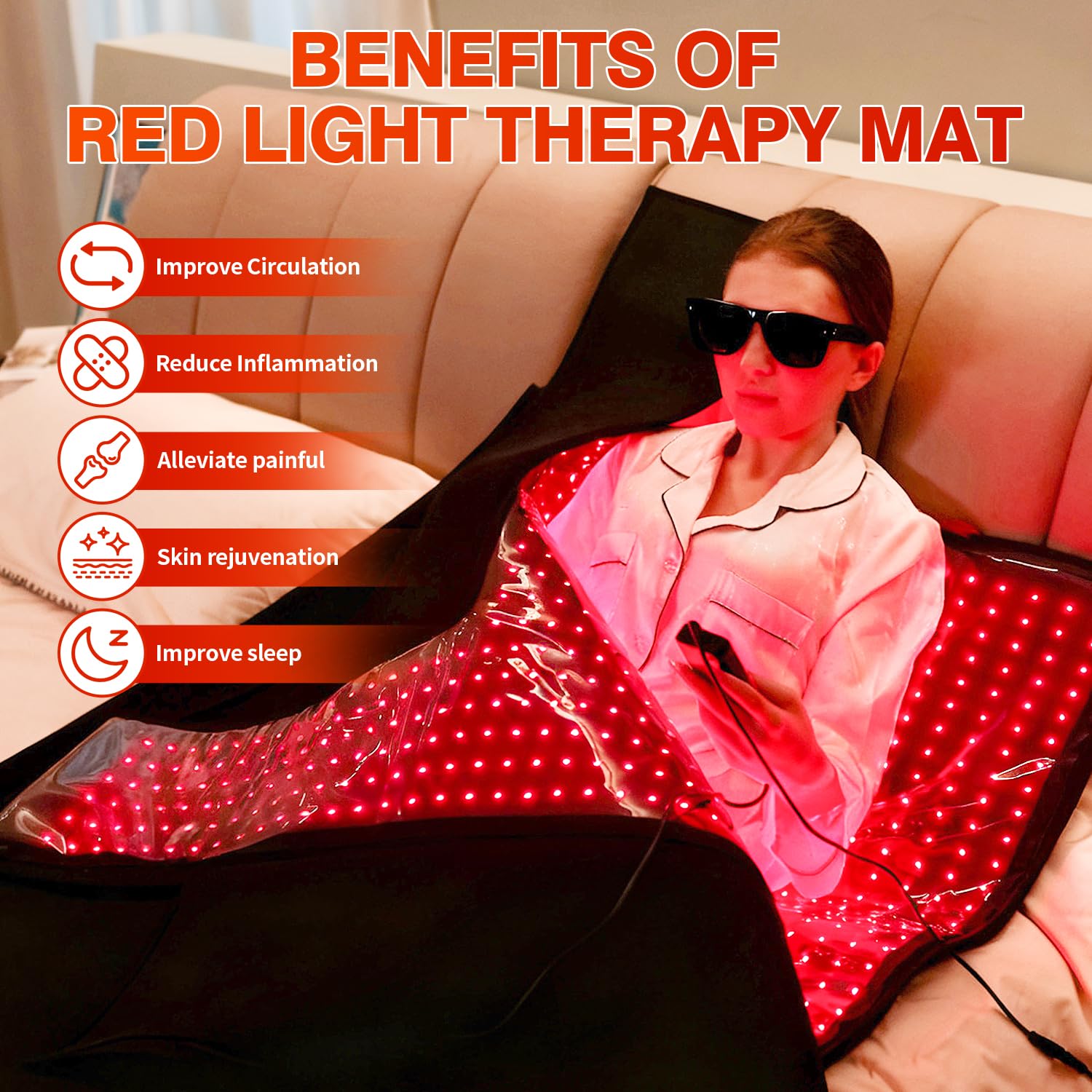 YIPFREE blanket demonstrates dimmed ambient lights for relaxing recovery sessions