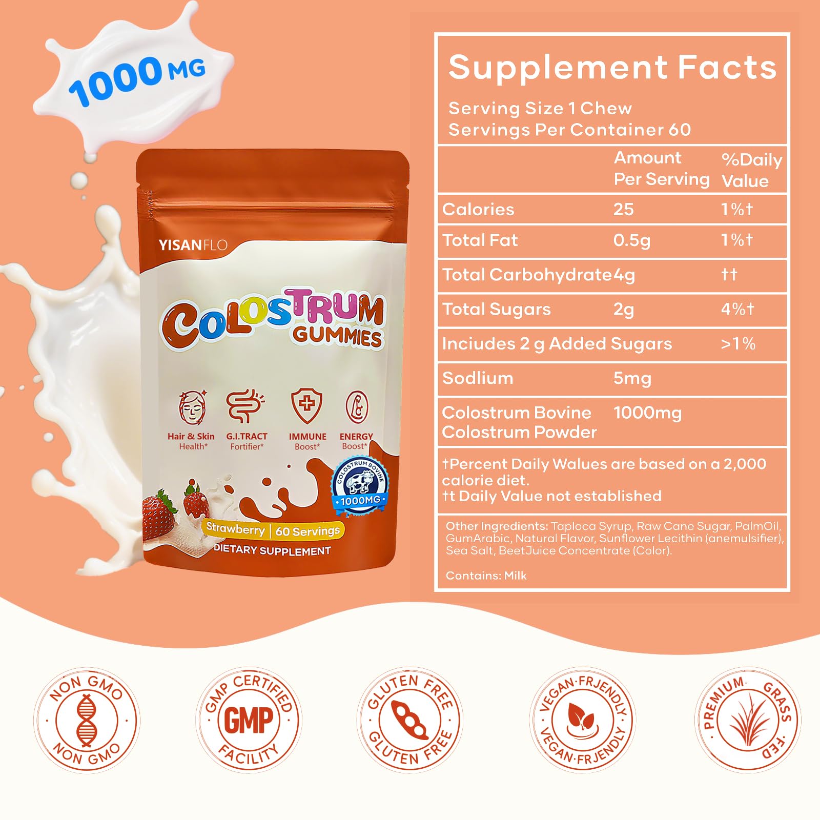 Close-up of YISANFLO gummies texture for easy daily consumption.