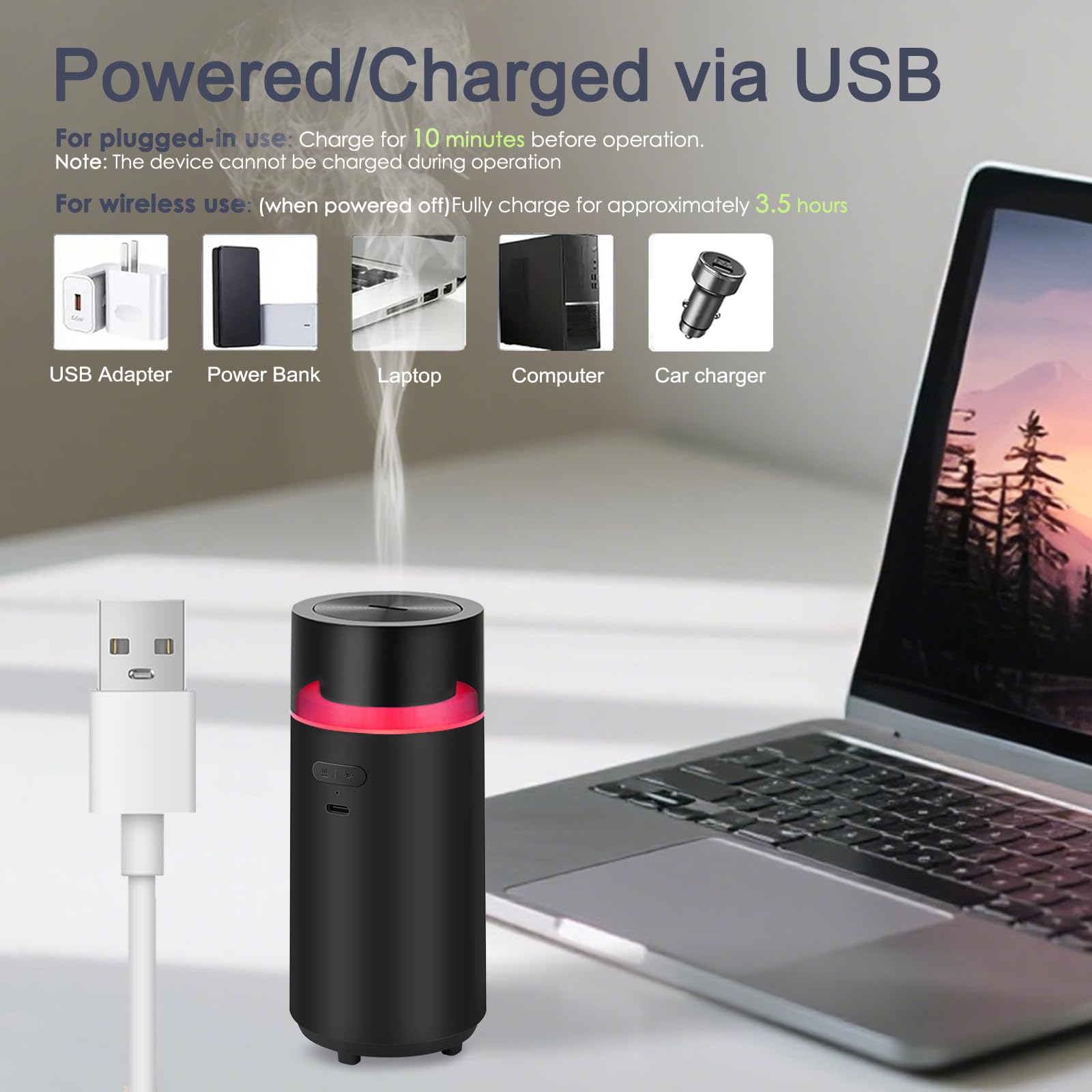 YIXIUTEN diffuser ambient light modes display demonstrates customizable ambience in cabin