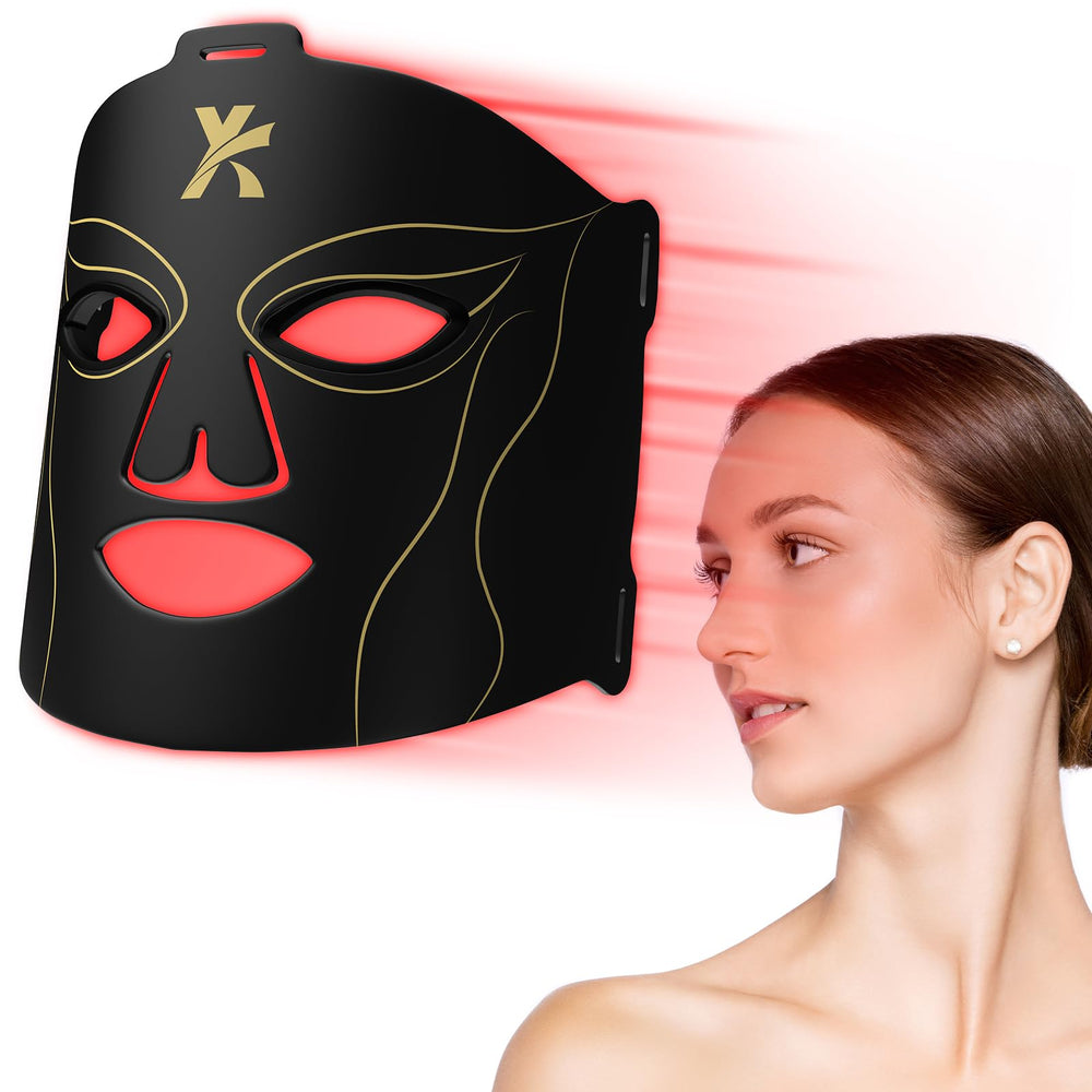 YKeluxon face mask light therapy close-up showing red LEDs for home skincare daily rejuvenation