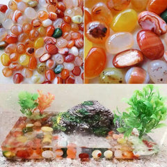 YLOIJO natural color variety of agate stones with amber swirls.