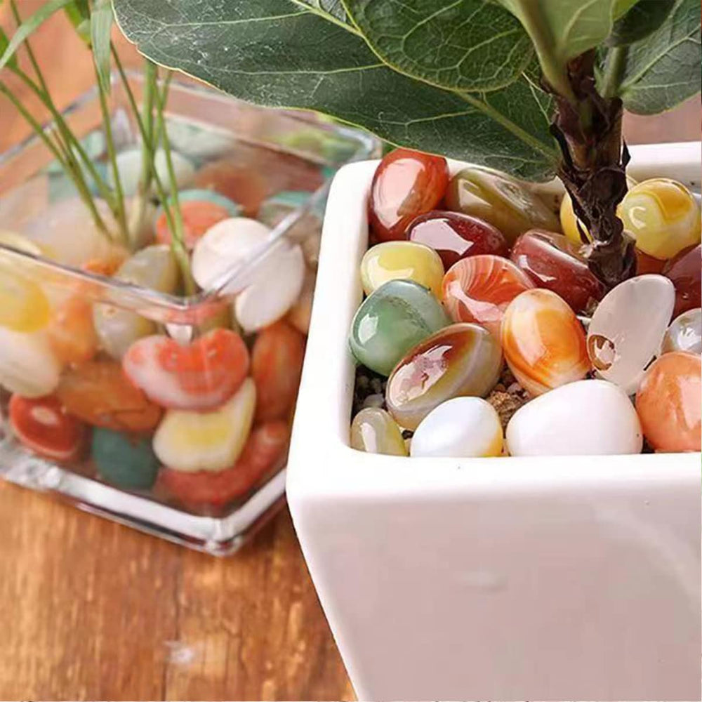 YLOIJO polished tumbled stones with varied colors for crafts and terrarium styling.
