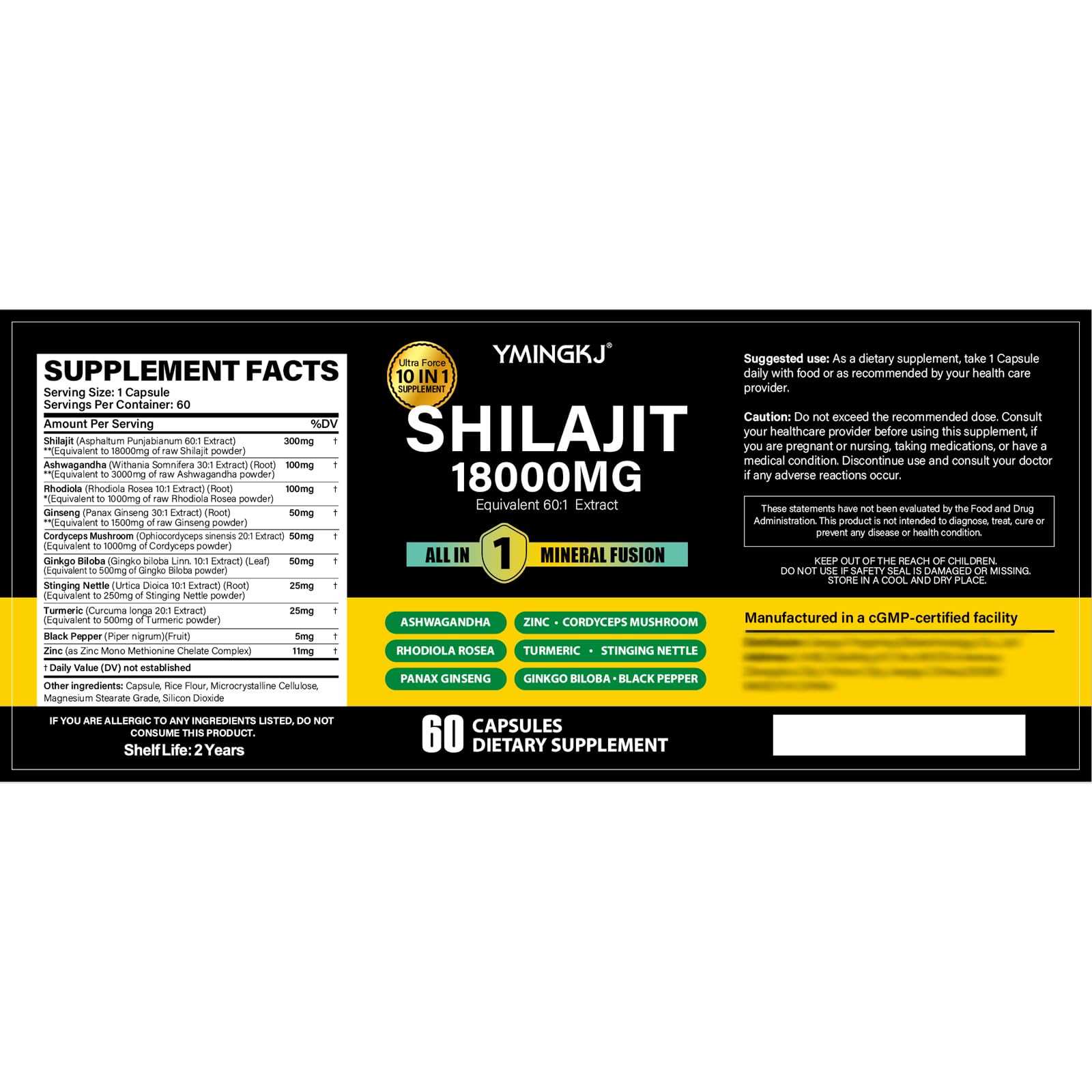 YMINGKJ Shilajit two-month supply suggests long-term daily use.