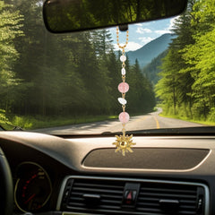 Ynaquest sun hanging car charm with crystal sun motif for positive energy on journeys