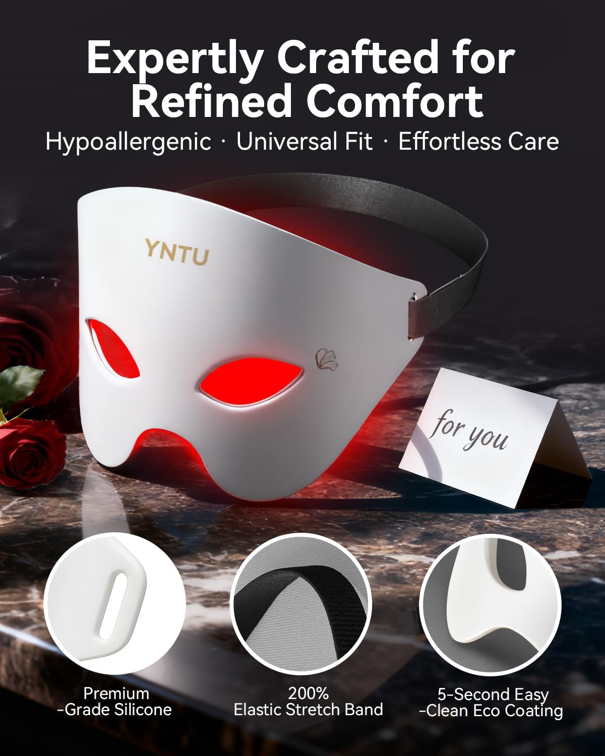 YNTU adjustable strap on heated eye mask for secure fit