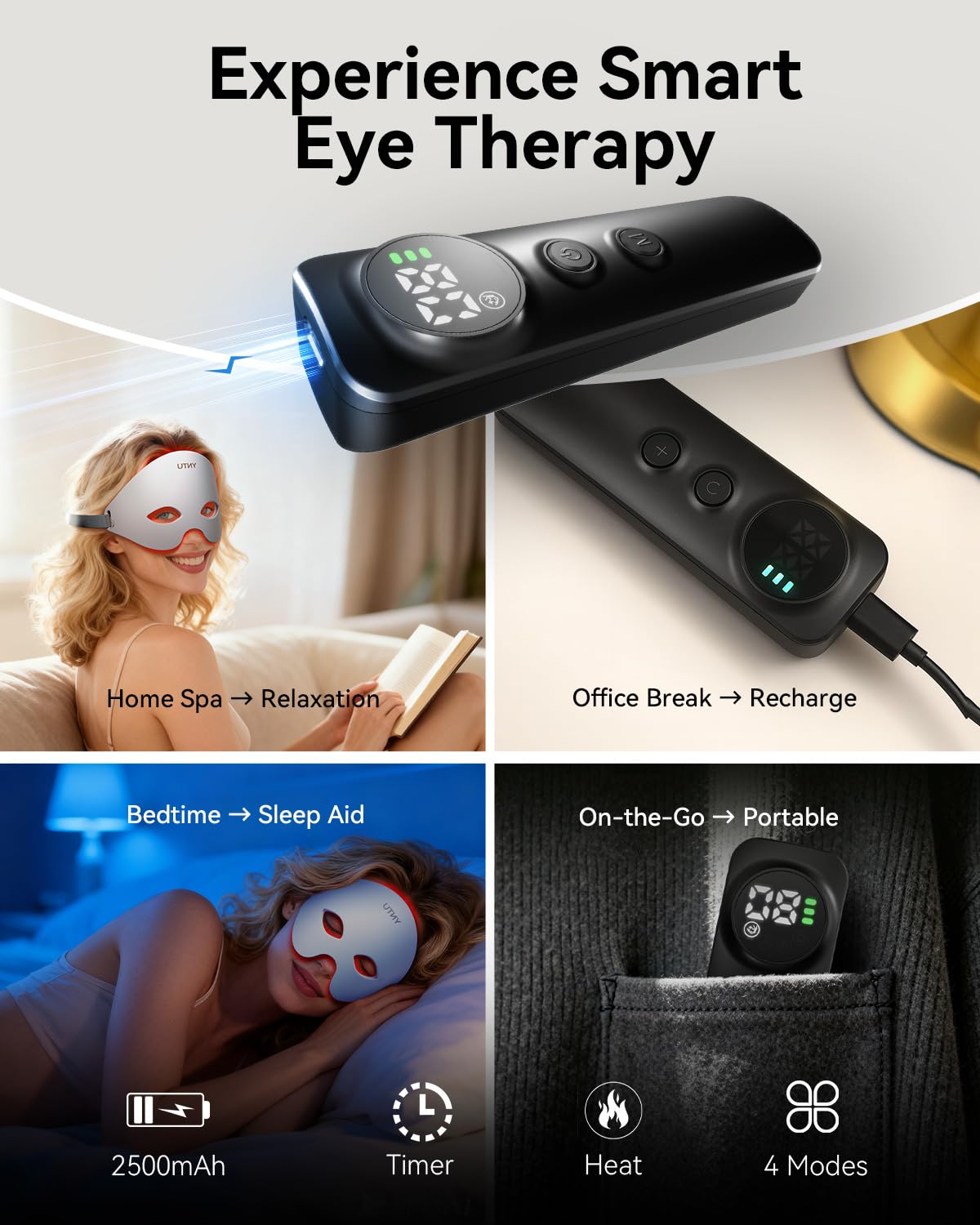 YNTU USB-C rechargeable heated eye mask for convenient home use