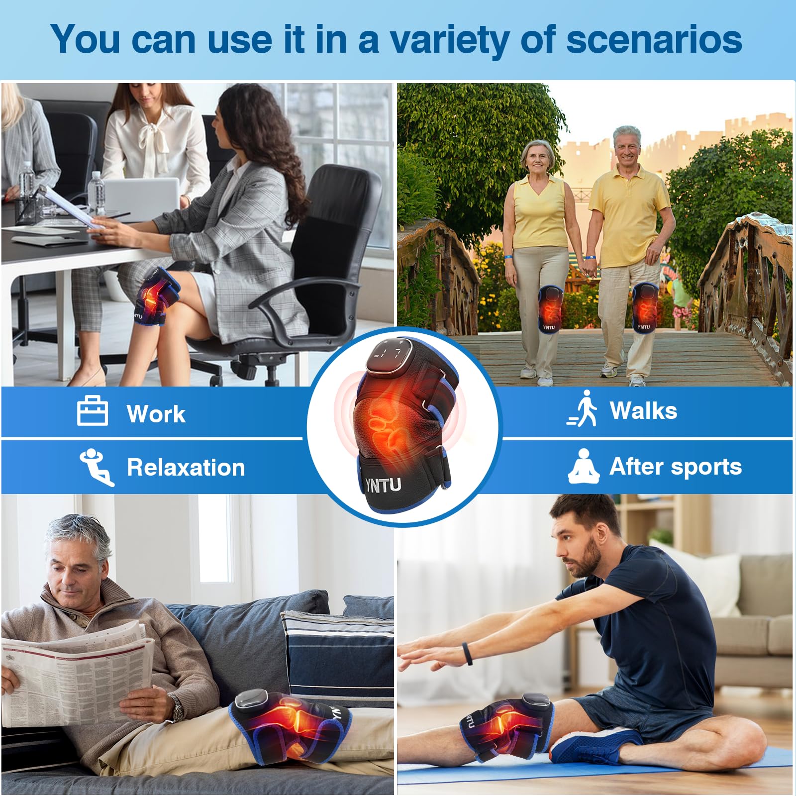 YNTU red light knee massager ergonomic pad adapts to curved joints