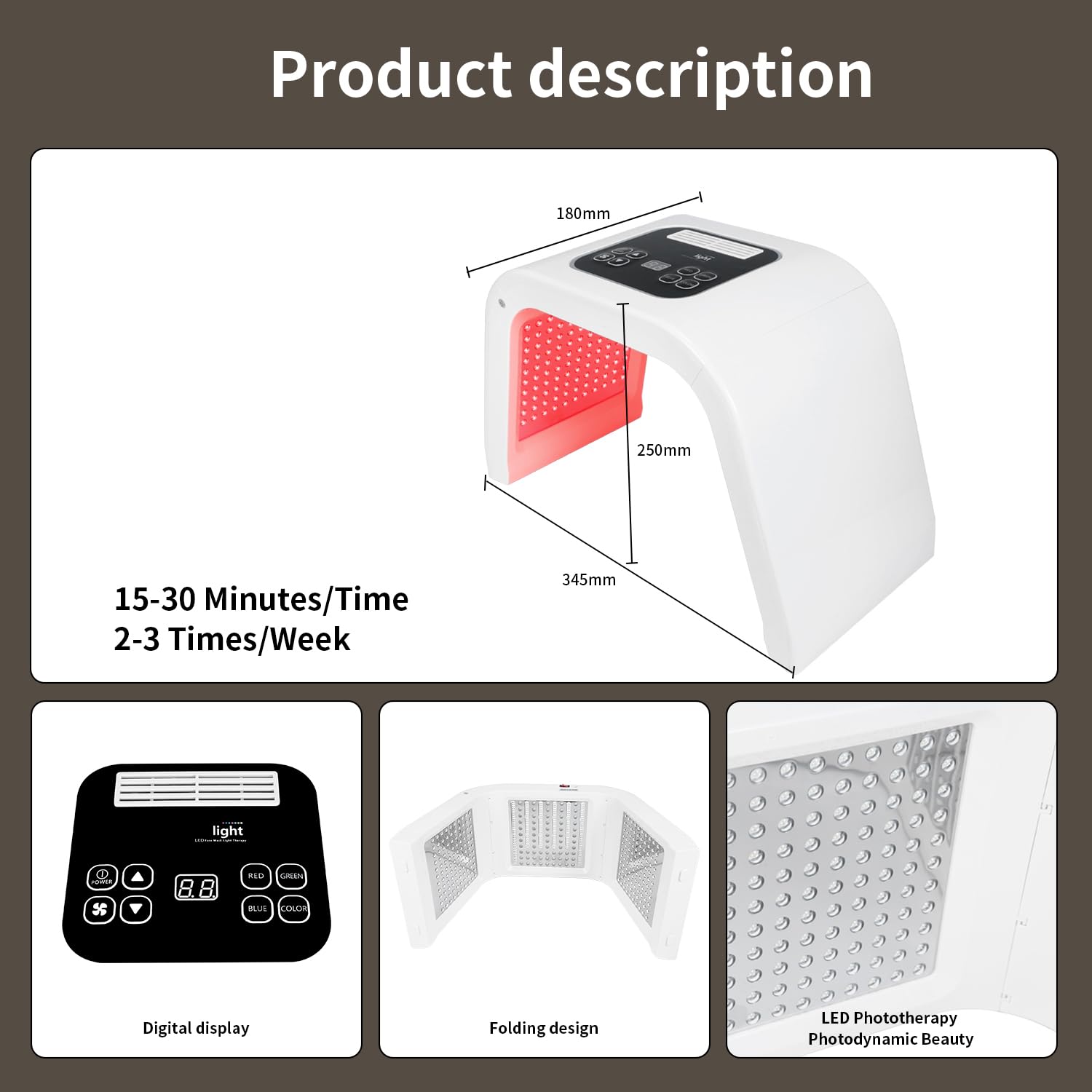 YOARDAH LED mask suitable for facial, neck, and body use