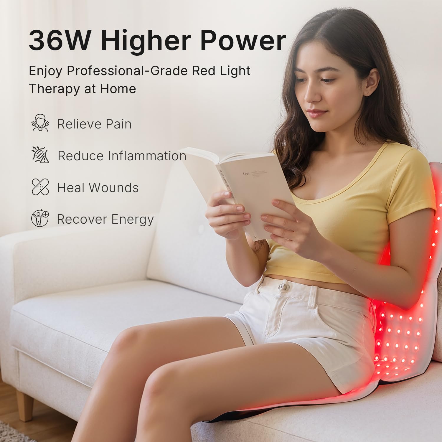 YOEYOU red light therapy pad suitable for office breaks and home use.