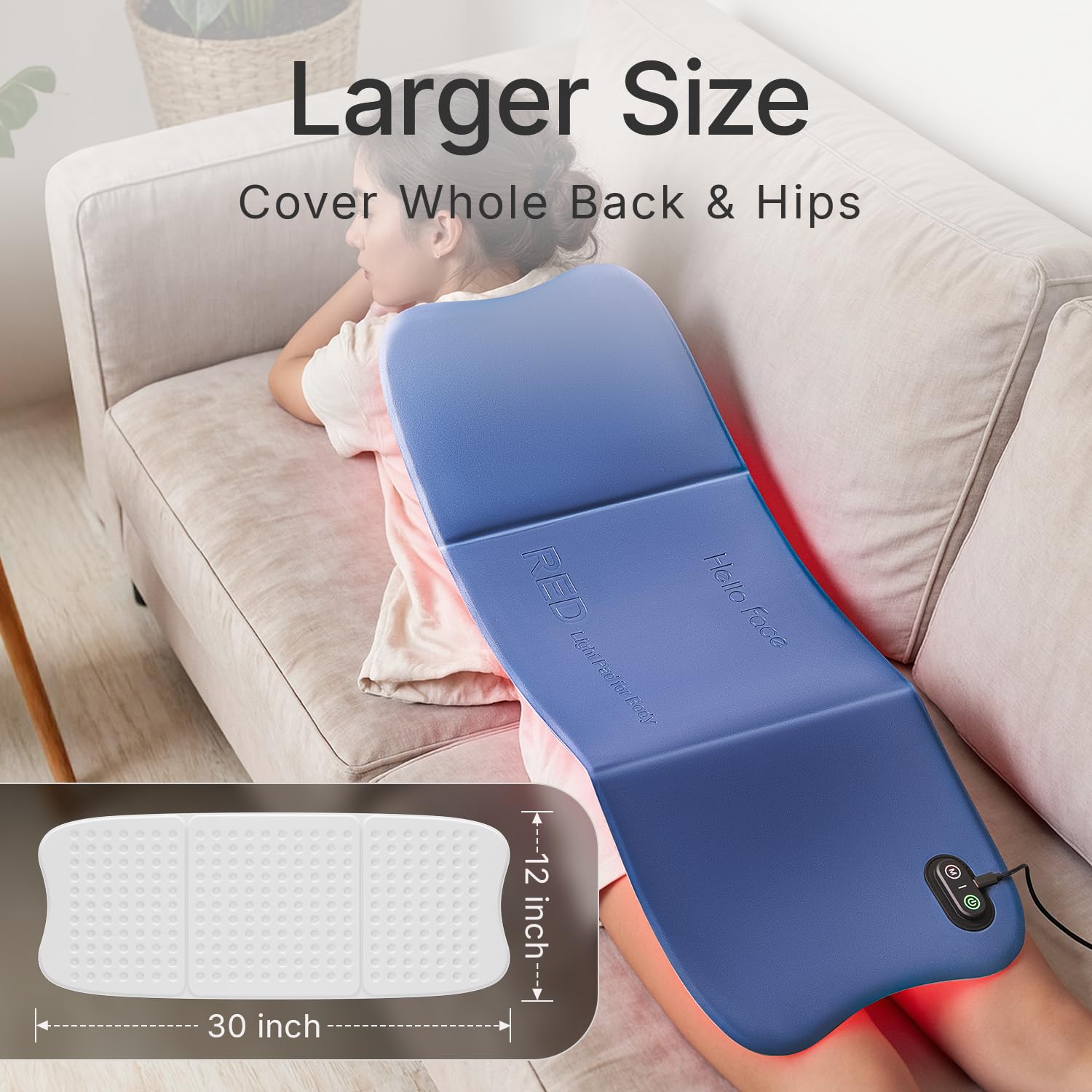 YOEYOU red light therapy pad focuses on the waist for comfortable relief.