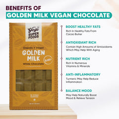 Yogi Super Foods white chocolate with macadamia nuts for crunchy texture.