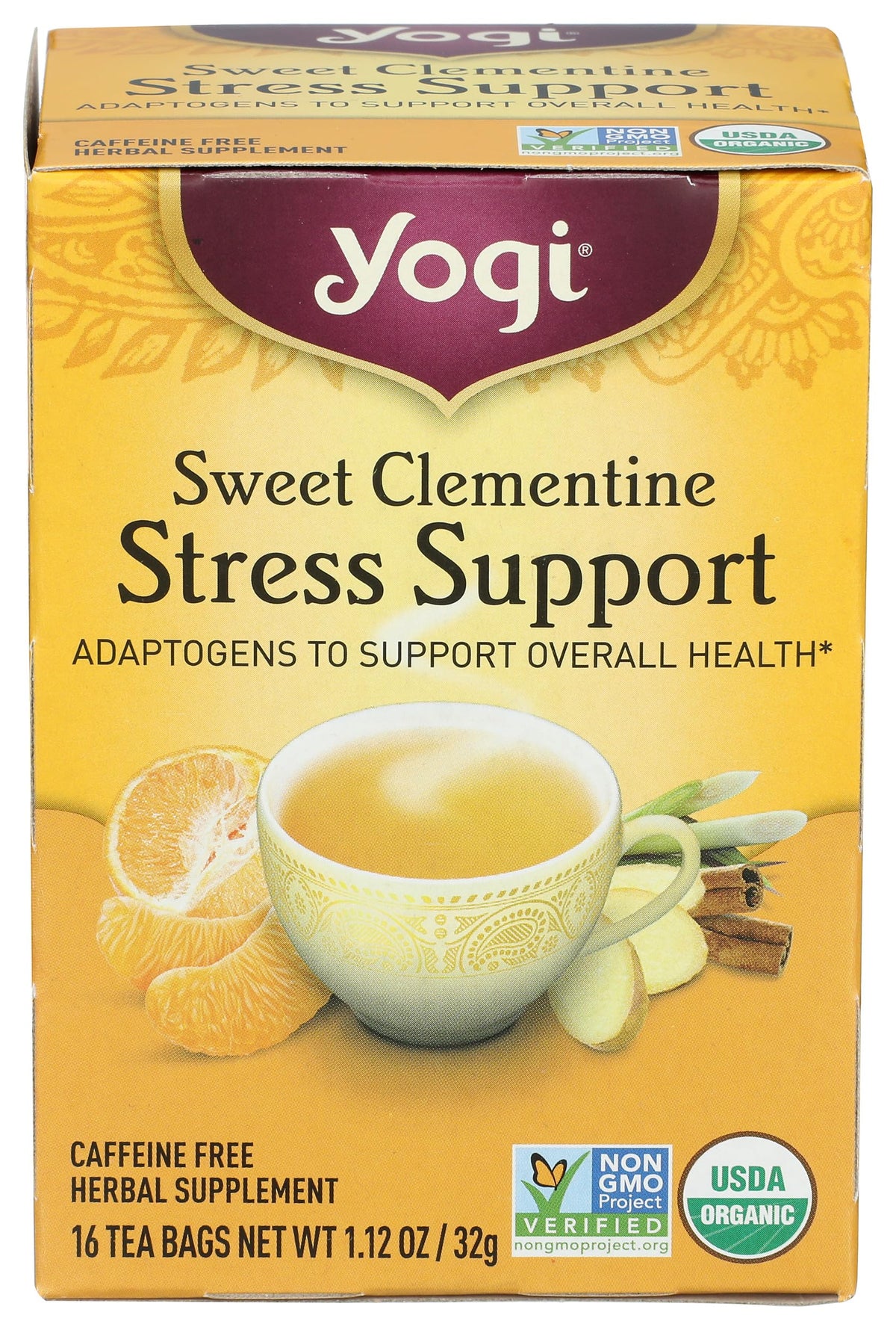 Yogi Tea Sweet Clementine Organic Label – certified organic ingredients for mindful sipping.