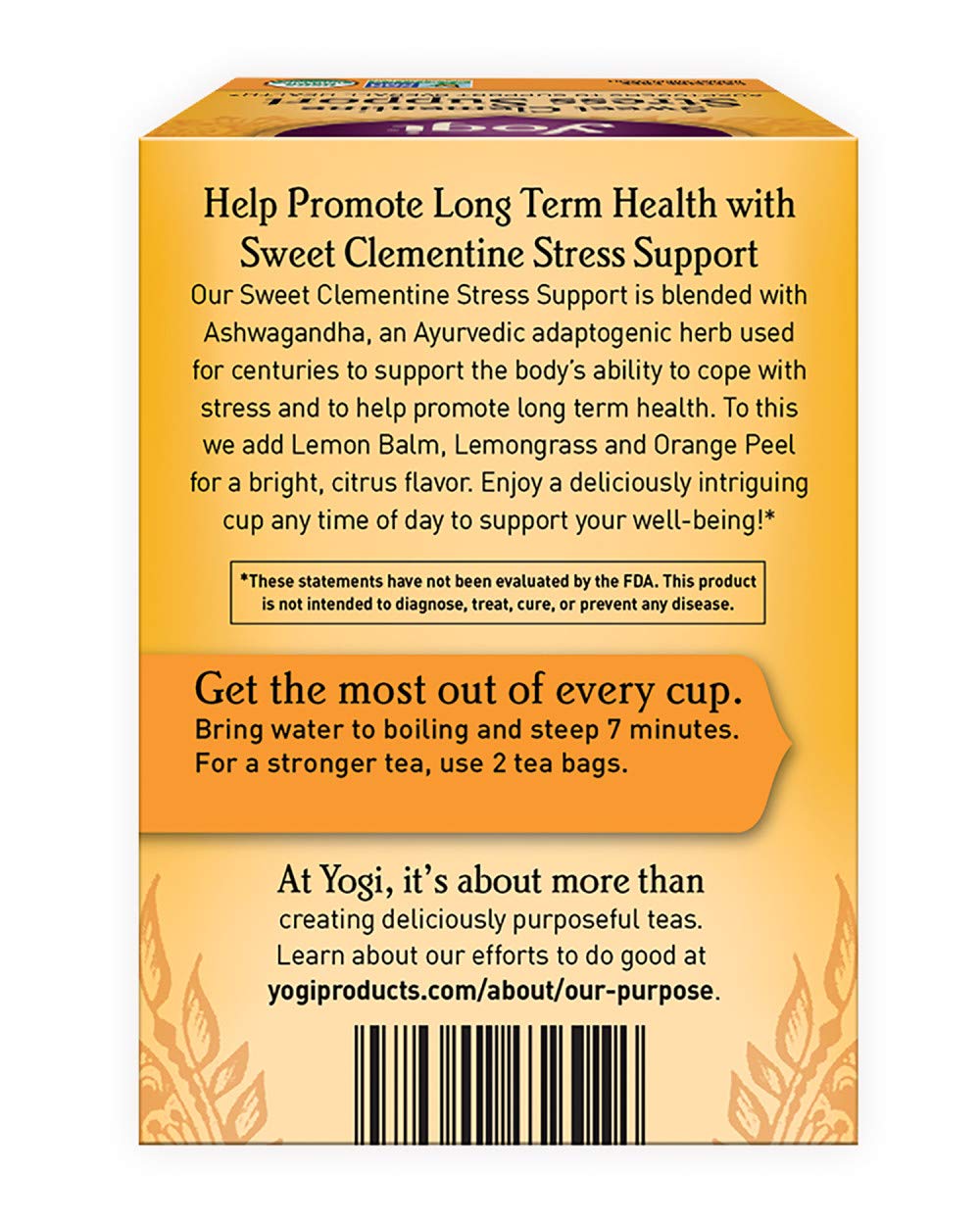 Yogi Tea Sweet Clementine tea bags pack ready for brewing.