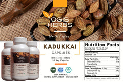 YOGIS HERBS Kadukkai capsules packaging blister pack highlights plant-based wellness.