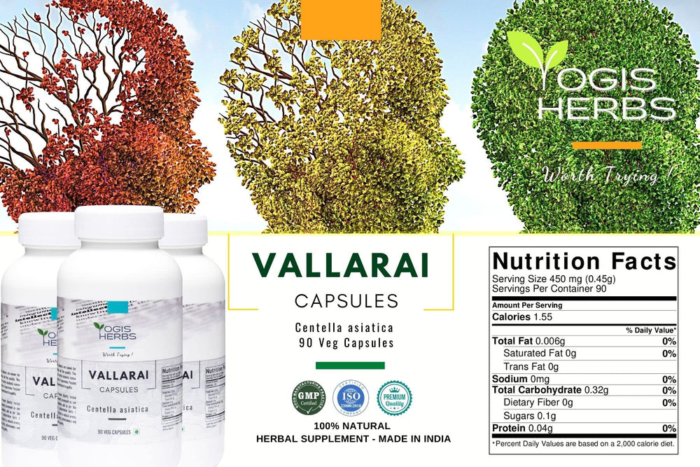 Pouring Vallarai capsules to illustrate easy daily intake and focus support.