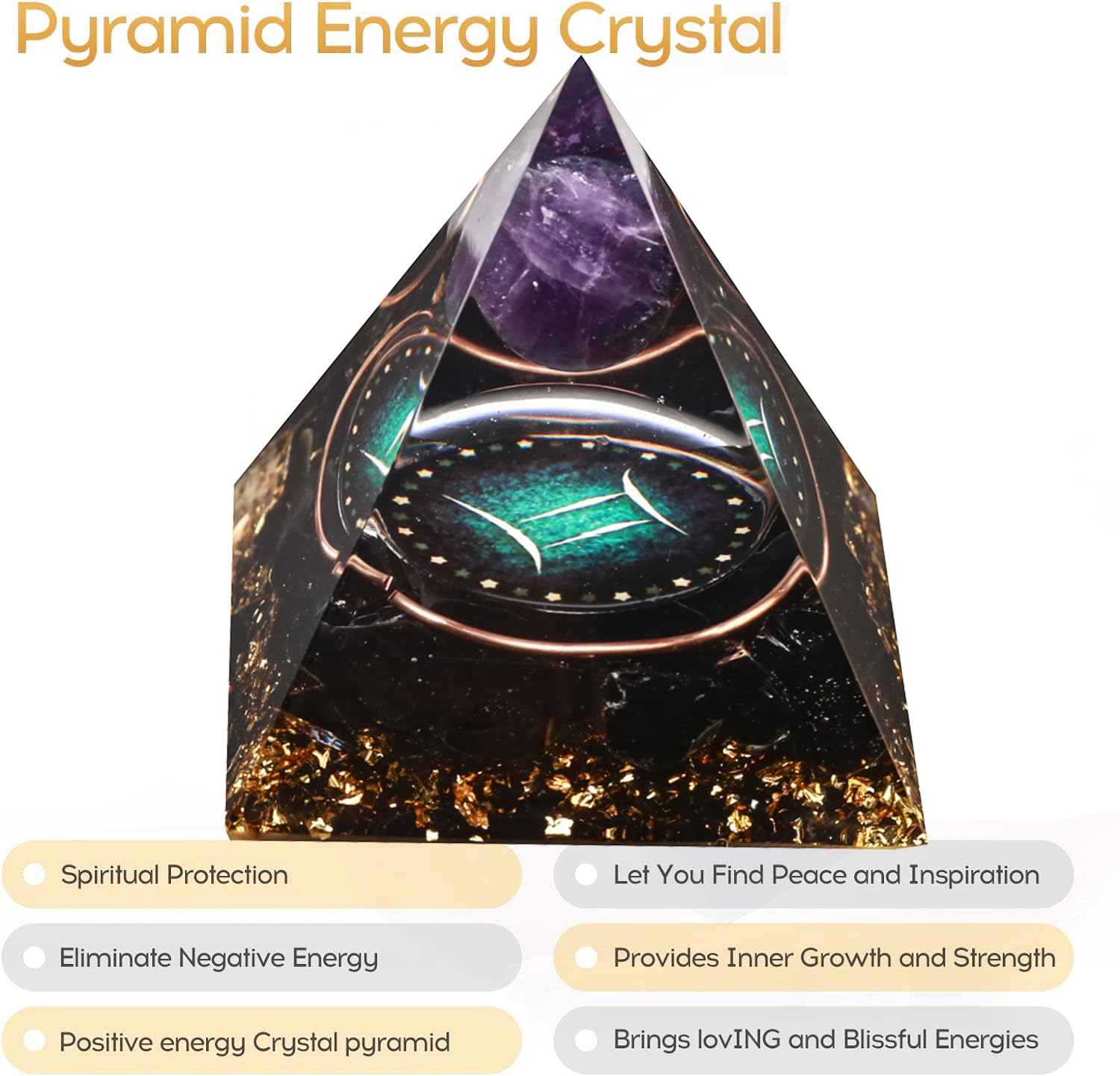 Gift-ready Yogmudra Zodiac Orgone Pyramid for astrology enthusiasts.