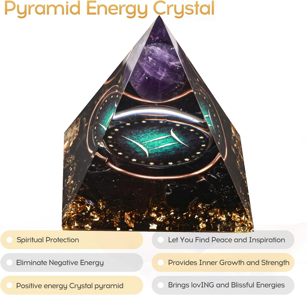 Gift-ready Yogmudra Zodiac Orgone Pyramid for astrology enthusiasts.