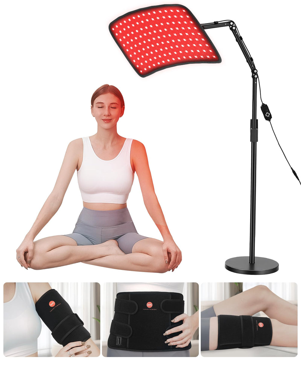 YOHOTESION red light panel on stand for hands-free full-body relaxation at home.
